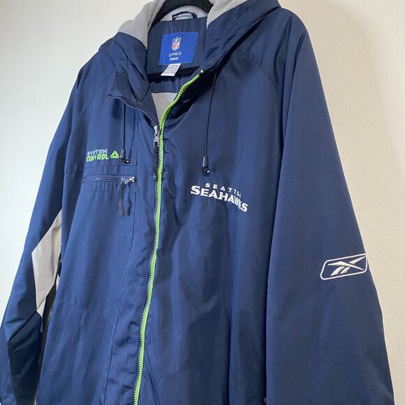 Reebok Seattle Seahawks Onfield Jacket Men's XL Blue Gray Fleece Hooded - Picture 5 of 14